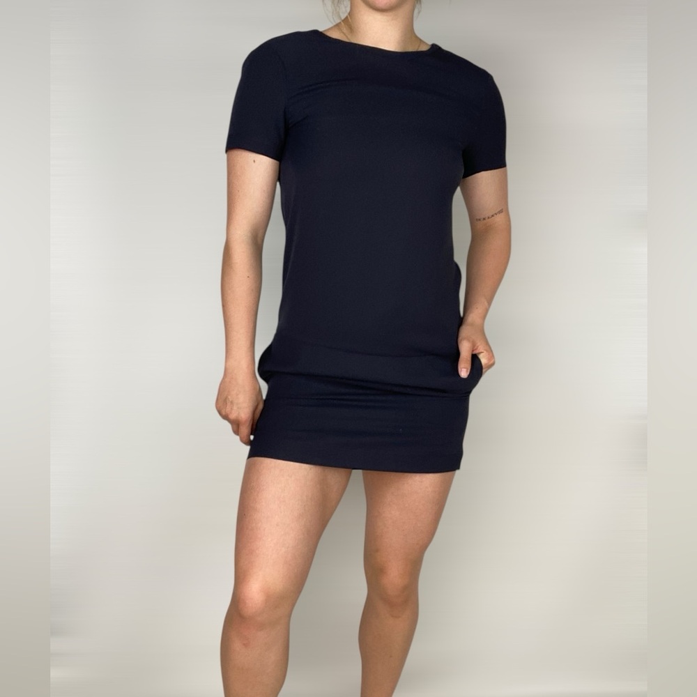 THEORY Crew Neck Pocket Short Sleeve Mini Sheath Dress‎ Casual Work Formal
